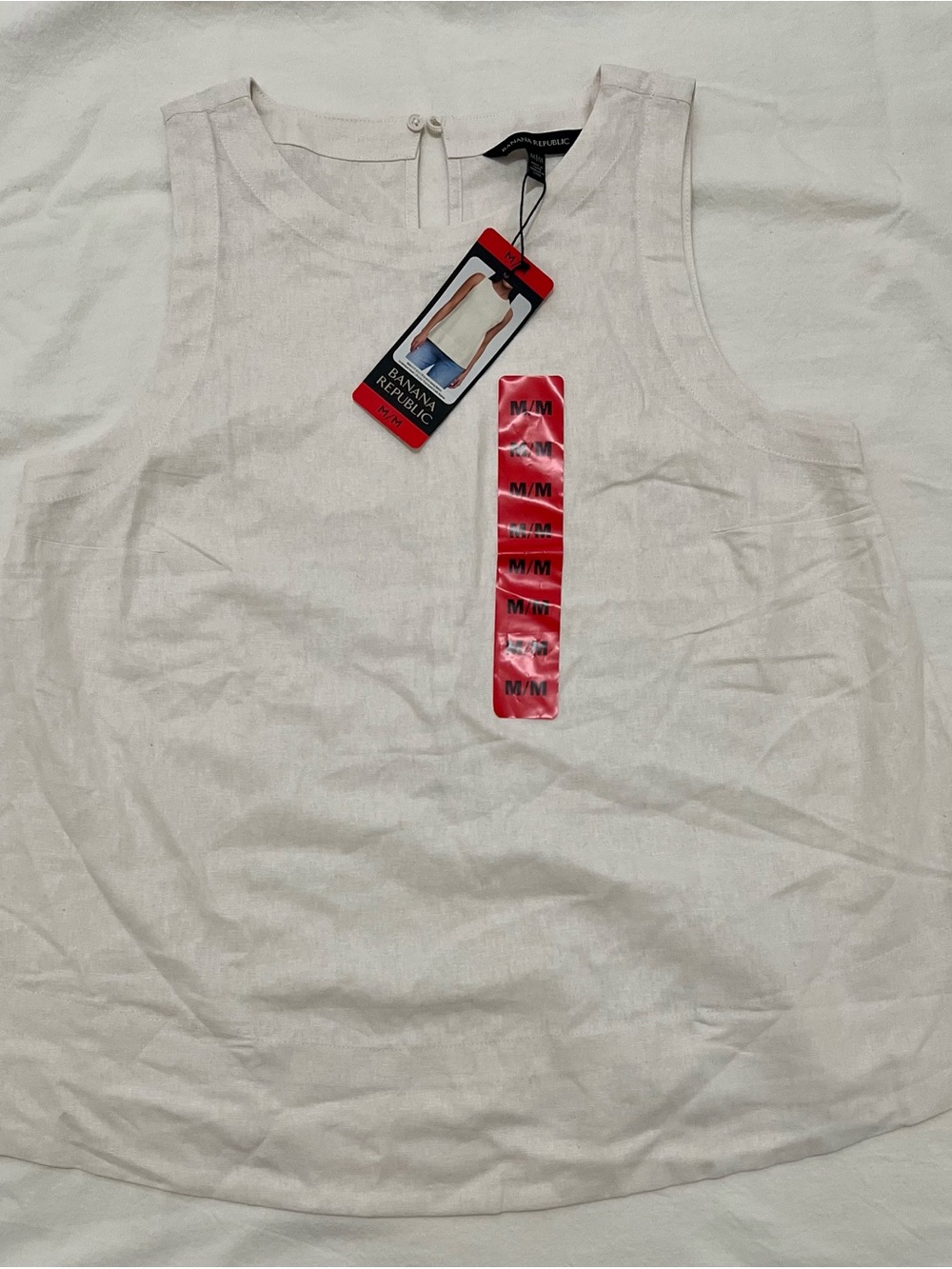 Banana Republic Men’s White Sleeveless Linen-Blend Tank
